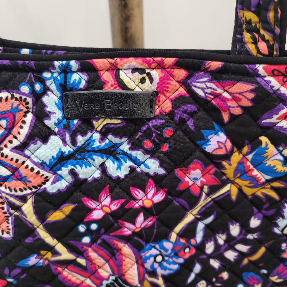 Vera Bradley Black Floral Quilted Tote - Picture 8 of 10